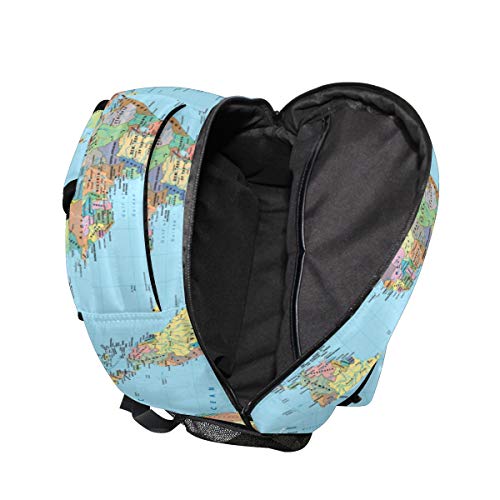 XLING Backpacks Geography World Map Plaid Multi Function College Canvas Book Bag Travel Hiking Camping Canvas Daypack