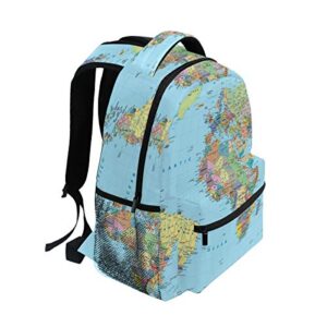 XLING Backpacks Geography World Map Plaid Multi Function College Canvas Book Bag Travel Hiking Camping Canvas Daypack
