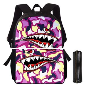 unisex cartoon backpack, fashion 3d printing oxford laptop bags, 16.5 inches high capacity with pencil case