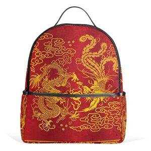 aninily backpack for womens, dragon&phoenix in classical chinese art college bags women shoulder bag daypack bookbags travel bag