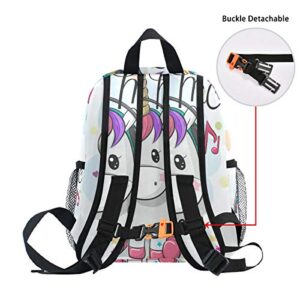 Cute Kid's Toddler Backpack Unicorn Schoolbag for Boys Girls,Kindergarten Children Bag Preschool Nursery Travel Bag with Chest Clip(Music Floral Unicorn)