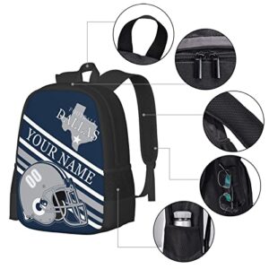 Dallas Backpack Customized High Capacity Lightweight Student School Bag Personalized Any Name And Number Fans Gifts For Kids Men