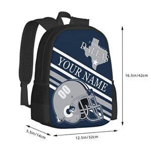 Dallas Backpack Customized High Capacity Lightweight Student School Bag Personalized Any Name And Number Fans Gifts For Kids Men