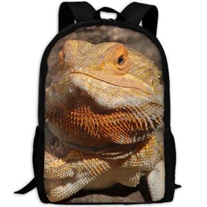 bearded dragon interest print custom unique casual backpack school bag travel daypack gift