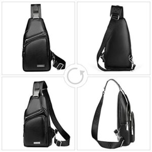 Leathario Leather Sling Bag For Men Chest Crossbody Shoulder Backpack Small Daypack Multipurpose Casual Travel