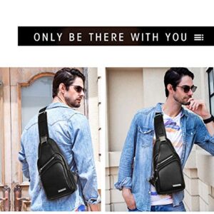 Leathario Leather Sling Bag For Men Chest Crossbody Shoulder Backpack Small Daypack Multipurpose Casual Travel