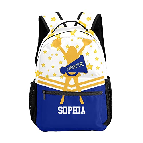 SunFancyCustom Custom Blue Gold Cheer Cheerleader Personalized Causual Shoulder Bag Sports Leisure Camping Backpack for Women Men