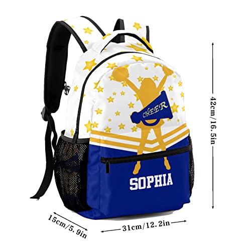 SunFancyCustom Custom Blue Gold Cheer Cheerleader Personalized Causual Shoulder Bag Sports Leisure Camping Backpack for Women Men