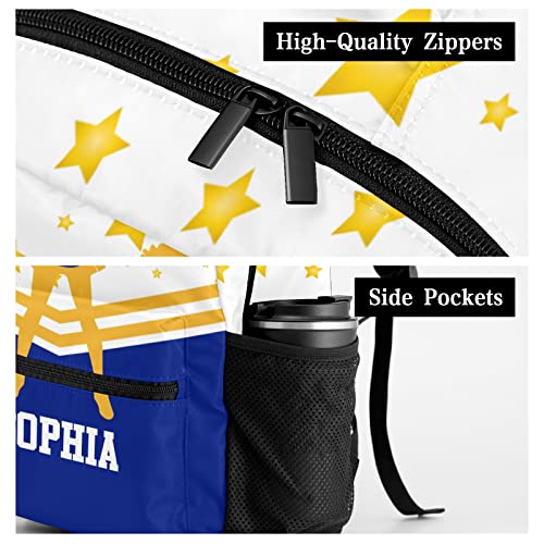 SunFancyCustom Custom Blue Gold Cheer Cheerleader Personalized Causual Shoulder Bag Sports Leisure Camping Backpack for Women Men