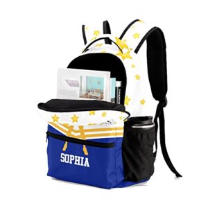 SunFancyCustom Custom Blue Gold Cheer Cheerleader Personalized Causual Shoulder Bag Sports Leisure Camping Backpack for Women Men