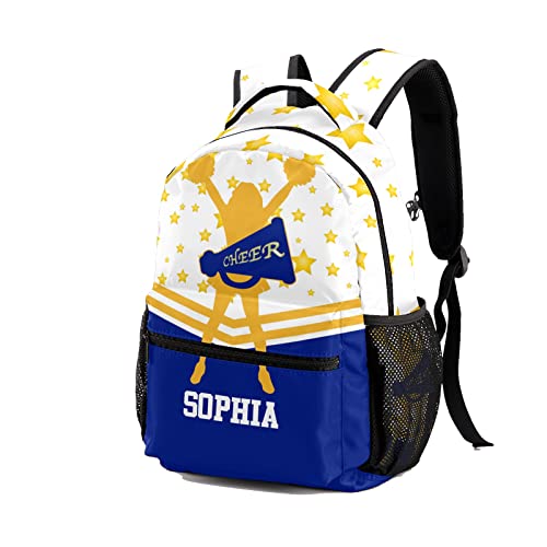 SunFancyCustom Custom Blue Gold Cheer Cheerleader Personalized Causual Shoulder Bag Sports Leisure Camping Backpack for Women Men