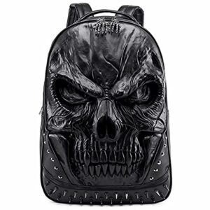 xuanniao 3d pu leather skull backpack – back packs steam punk rivet personality travel bagpack college/high school bags bookbag school computer bag laptop backpack for teenagers men and women