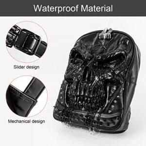 XUANNIAO 3D PU Leather Skull Backpack - Back Packs Steam Punk Rivet Personality Travel Bagpack College/High School Bags Bookbag School Computer Bag Laptop Backpack For Teenagers Men and Women