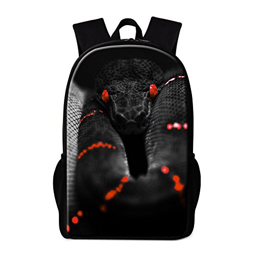 Generic Snake Printed School Backpack for Children Cool Outdoor Bags Bookbags