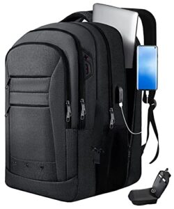 backpack, travel backpack, laptop backpack, durable 17 inch extra large tsa computer backpacks with usb charging port, 40l high capacity water resistant tsa carry on computer business bag, black