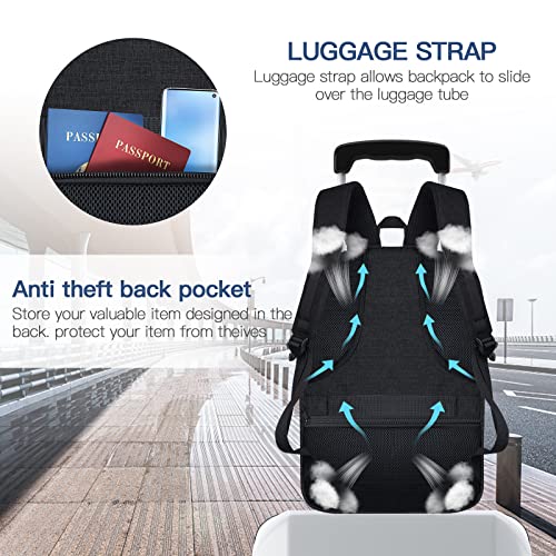 Backpack, Travel Backpack, Laptop Backpack, Durable 17 Inch Extra Large TSA Computer Backpacks with USB Charging Port, 40L High Capacity Water Resistant TSA Carry on Computer Business Bag, Black