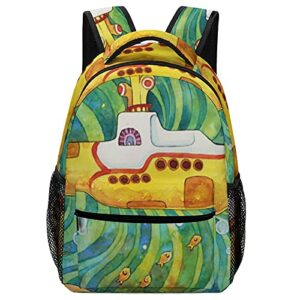 funnystar yellow submarine large capacity study backpack book bag daypack with adjustable padded straps for travel school camping