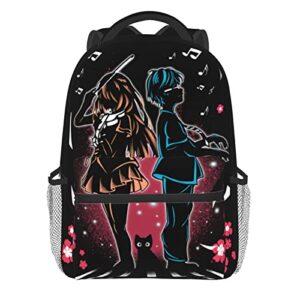 anime your lie in april laptop backpack boy girl casual bag travel daypack bookbags