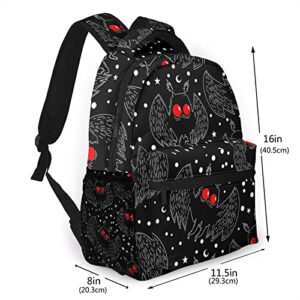 Mothman Night Backpack Large Capacity School Book Bag Laptop Backpacks Lightweight Travel Bookbag Boys Daypack