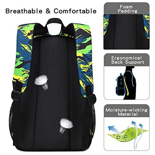Sunborls Backpack for Teen Girls Lightweight High-capacity Middle Student Bookbag Boy Backpack with Lunch bag 3Pcs (green)