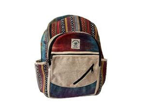 zillion craft himalayan hemp back pack. hand made bohemian style large size back pack for school , college. multi pocket laptop back pack.