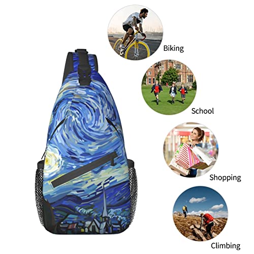 Van Gogh Starry Night Sling Bag Crossbody Travel Hiking Chest Bag For Men Women