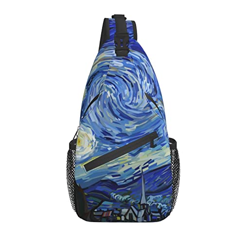 Van Gogh Starry Night Sling Bag Crossbody Travel Hiking Chest Bag For Men Women