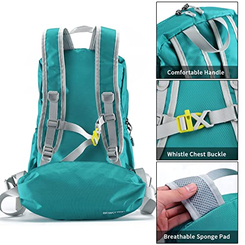 Seoky Rop Women Men Lightweight Packable Backpack Water Resistant Hiking Daypack Small Foldable Travel Backpack with Waist Bag Lake Blue