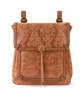 the sak womens ventura leather convertible backpack, tobacco floral embossed ii, one size us
