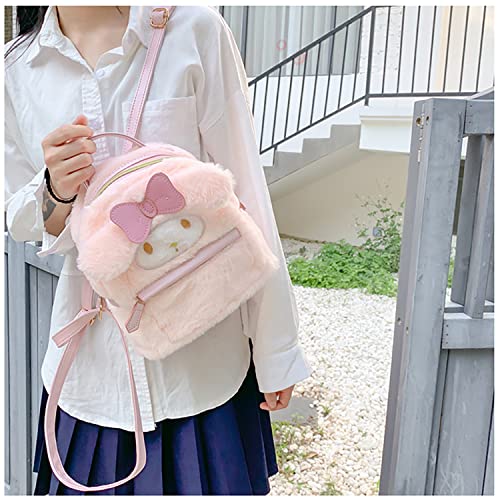 Cute Girl Plush Bag Backpacks for School, 3D Kawaii Animal Cartoon Schoolbag for Girl Bookbag School Supplies, Pink Rabbit