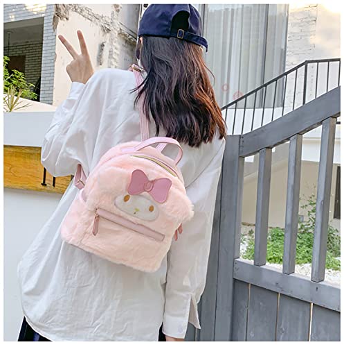 Cute Girl Plush Bag Backpacks for School, 3D Kawaii Animal Cartoon Schoolbag for Girl Bookbag School Supplies, Pink Rabbit