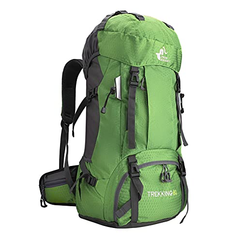 Kerxinma 60L Hiking Backpack Waterproof Travel Hiking Camping with Daypack Cover (Green)