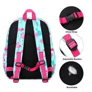 Flamingo Kids Backpack Toddler Backpack for Little Girls, Mimfutu Preschool Backpack Kindergarten Backpacks with Chest Strap