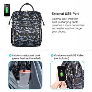 LOVEVOOK Laptop Backpack for Women 15.6 Inch, Teacher Backpack Womens Purse Water-resistant Travel Backpack with USB Charging Port, School Backpack Bookbag Nurse Bag Work Bags (Black Moire)
