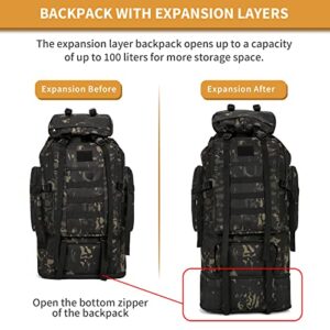 BNMJVJL 100L Camping Hiking Military Tactical Backpack Outdoor Climbing Sport Bags for Camping,Backpacking