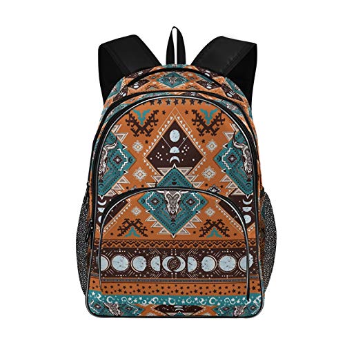 ALAZA Indian Tribal Aztec Geometric Pattern with Skulls Backpack Daypack Laptop Work Travel College Bag for Men Women Fits 15.6 Inch Laptop