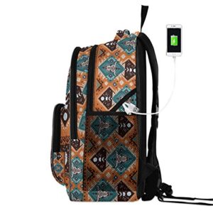 ALAZA Indian Tribal Aztec Geometric Pattern with Skulls Backpack Daypack Laptop Work Travel College Bag for Men Women Fits 15.6 Inch Laptop