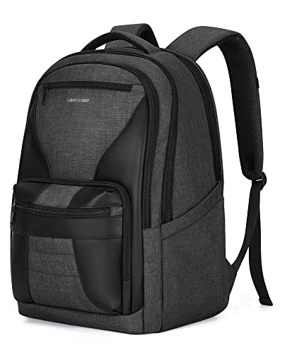 LIGHT FLIGHT Travel Backpack, Laptop Backpack for Men, School College Bookbag, 17.3 Inch Computer Backpack Business Back Pack, Work Bag with USB Charging Hole, 40L Large Casual Daypack, Black grey