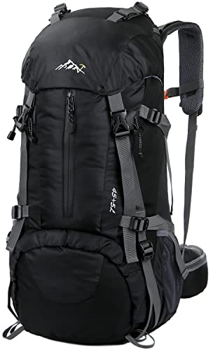 Hiking Backpack, Esup 50L Multipurpose Mountaineering Backpack with rain cover 45l+5l Travel Camping Backpack, Suitable for Climbing Skiing Outdoor Sport(Black-50L)