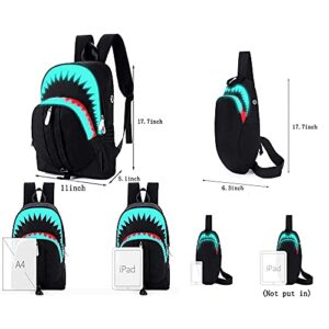 COCONONO School Backpack Shark Luminous Laptops Backpack with USB Charging Port, Water Resistant Unisex Daypack Travel Rucksack Black