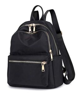 collsants small nylon backpack for women lightweight mini backpack purse travel daypack (black)