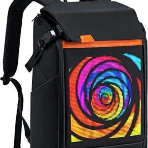 Gelrova Laptop Backpack with LED Display, DIY Fashion Backpack, Waterproof Cycling Hiking Travel Backpack with LED Turn Signal, Gift for Men Women Fits 15.6 Inch Laptop (Black)