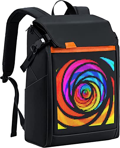 Gelrova Laptop Backpack with LED Display, DIY Fashion Backpack, Waterproof Cycling Hiking Travel Backpack with LED Turn Signal, Gift for Men Women Fits 15.6 Inch Laptop (Black)