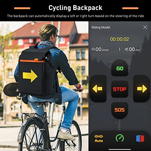 Gelrova Laptop Backpack with LED Display, DIY Fashion Backpack, Waterproof Cycling Hiking Travel Backpack with LED Turn Signal, Gift for Men Women Fits 15.6 Inch Laptop (Black)