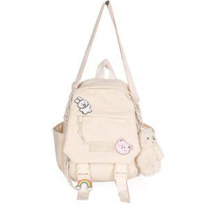 cute mini backpacks with accessories, aesthetic ,for teens kawaii small backpack (white,with-accessories)