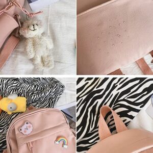 Cute Mini Backpacks with Accessories, Aesthetic ,for Teens Kawaii Small Backpack (White,With-Accessories)