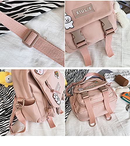 Cute Mini Backpacks with Accessories, Aesthetic ,for Teens Kawaii Small Backpack (White,With-Accessories)