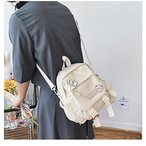 Cute Mini Backpacks with Accessories, Aesthetic ,for Teens Kawaii Small Backpack (White,With-Accessories)