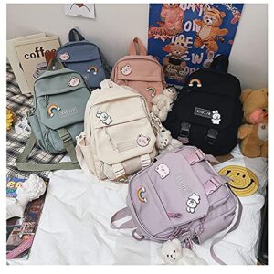 Cute Mini Backpacks with Accessories, Aesthetic ,for Teens Kawaii Small Backpack (White,With-Accessories)