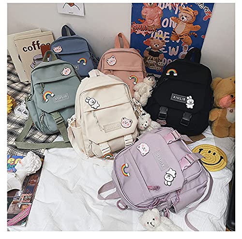 Cute Mini Backpacks with Accessories, Aesthetic ,for Teens Kawaii Small Backpack (White,With-Accessories)